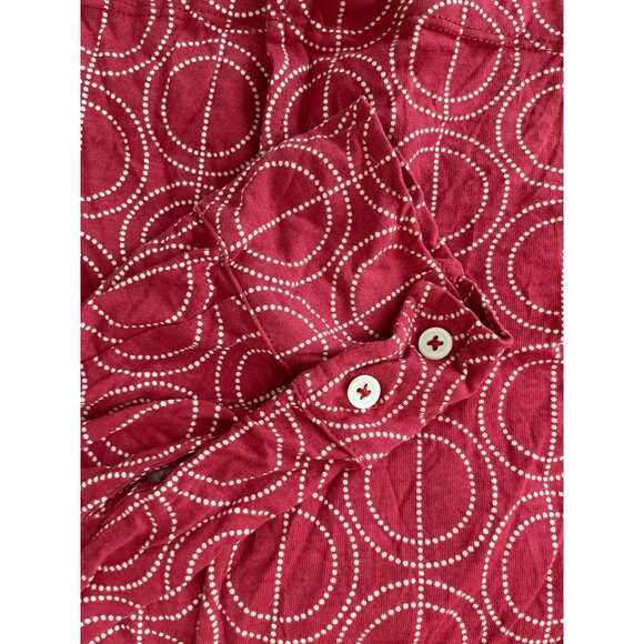 Boden Women's Red Circle Pattern Button Shirt Small Cottagecore Classiccore NWT - Picture 3 of 6